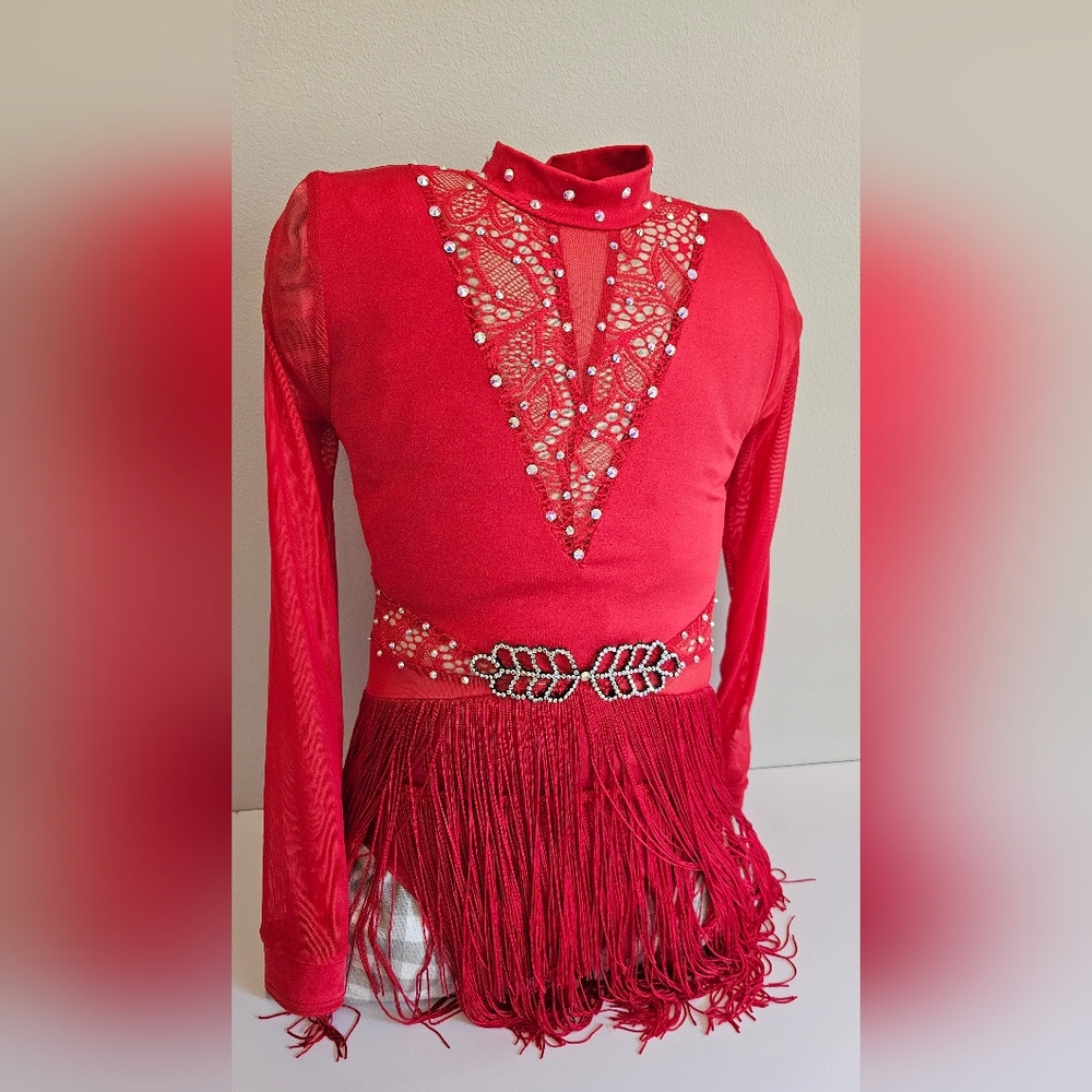 Weissman Red Kids Dance Costume Rhinestoned